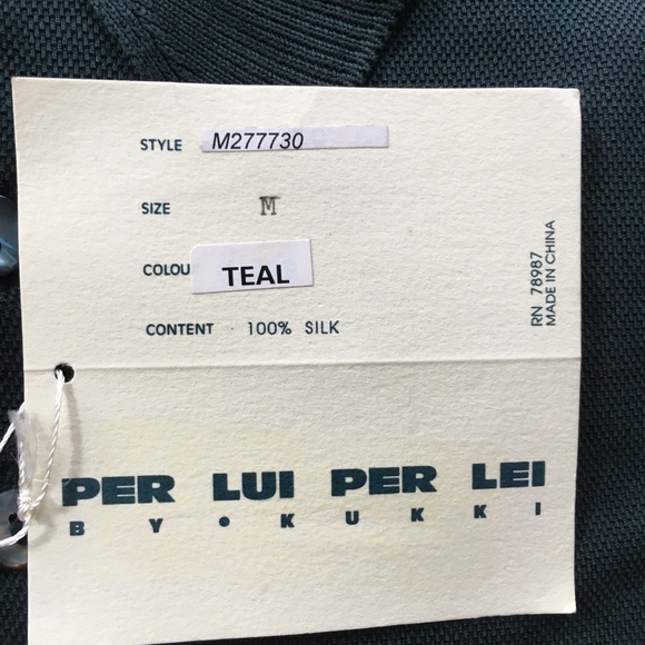 Per lui per lei 100% silk black medium short sleeve polo size m new nwt pa0154 - Picture 5 of 5